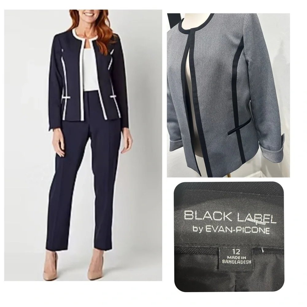 Black Label by Evan-Picone Women's Grey‎ blazer with black accents.